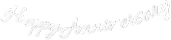 Happy Anniversary Banner Balloons Wedding Love Party and Background Indoor Outdoor Decorations (Silver)