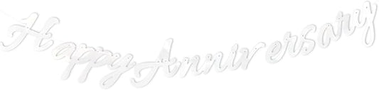 Happy Anniversary Banner Balloons Wedding Love Party and Background Indoor Outdoor Decorations (Silver)