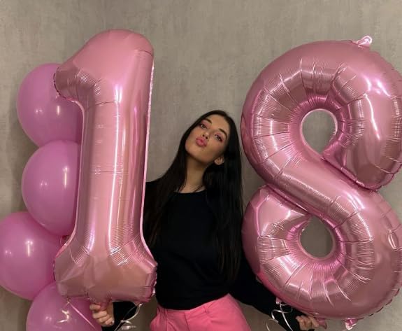 Pearlescent Pink Number 1 Balloon 40 inch, Number 1 Birthday Balloons for Boy Girl, Pearl Pink Foil One Balloon for 1st 10 11 12 16 18 Birthday Party, Anniversary Celebration Numbers Decorations