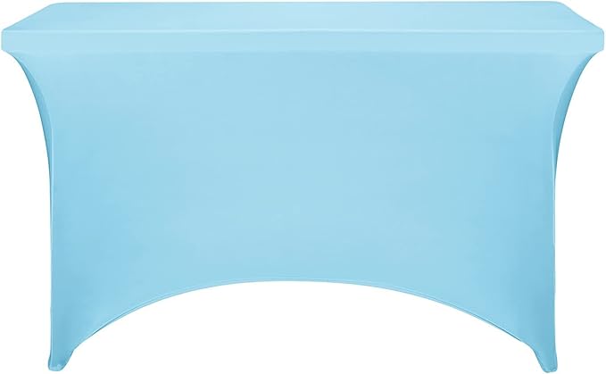 FORLIFE 2Pack Spandex Table Covers，Fitted Tablecloth for Rectangular Tables, Stretch Patio Table Covers, Universal Spandex Table Cover for Wedding, Banquet, Party (4ft, Blue Mist)