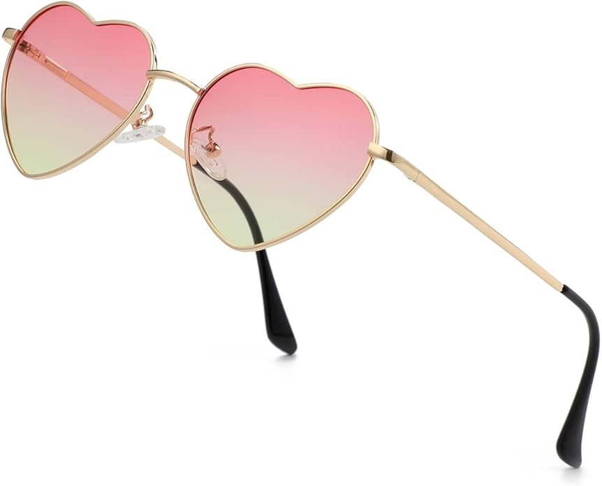 JOVAKIT Polarized Heart Sunglasses for Women Fashion Lovely Style Metal Frame UV400 Protection Lens
