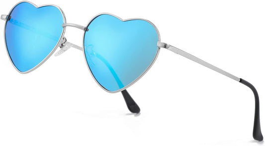 JOVAKIT Polarized Heart Sunglasses for Women Fashion Lovely Style Metal Frame UV400 Protection Lens