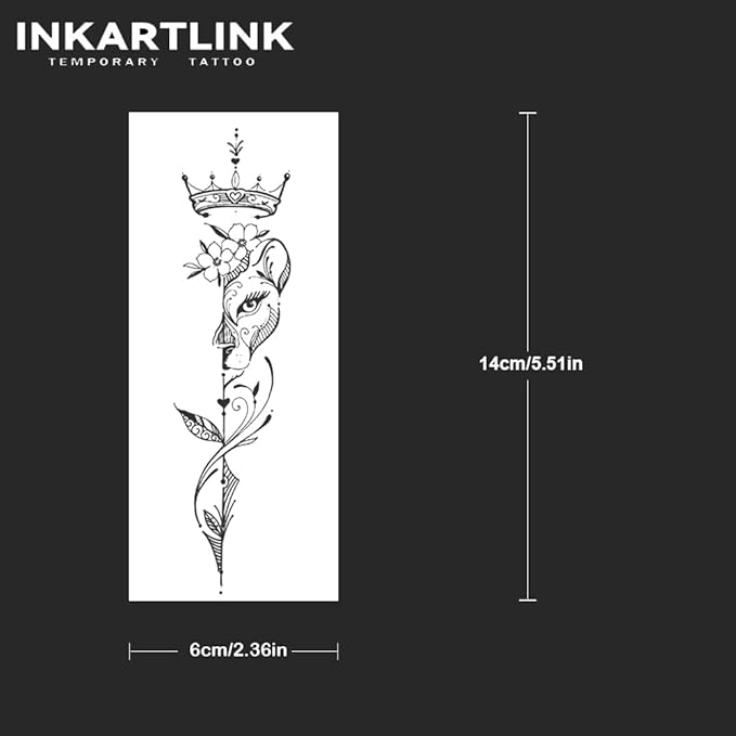 INKARTLINK 2 Sheets Medium Semi permanent Tattoos, Temporary Tattoos, Adult Art Designs, Waterproof, Realistic, No Adhesive, No Reflective, Lasts 1-2 Weeks, Medium (Leopard King)