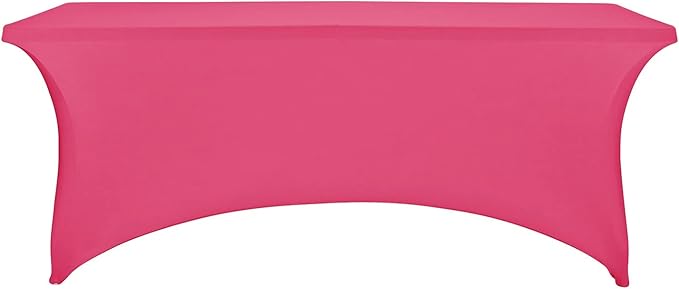 FORLIFE Spandex Table Cover - Fitted 6ft Rectangular Tablecloth, Stretch Patio Table Cover for Wedding, Banquet, Party (Hot Pink)