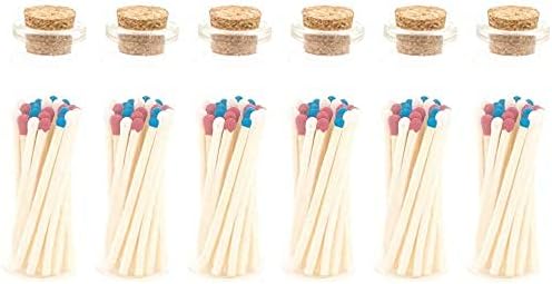 River Birch Decorative Matches in a Bottle with Striker - Cute & Colored Matches - 6 Bottles, Patriotic Tip, 120 Matches