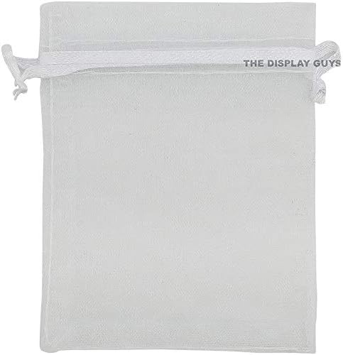 TheDisplayGuys 48-Pack 3x4 White Sheer Organza Gift Bags with Drawstring, Jewelry Candy Treat Wedding Party Favors Mesh Pouch