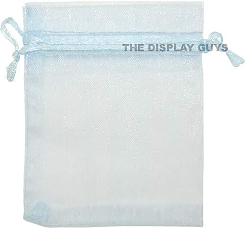 TheDisplayGuys 48-Pack 6x8 Blue Sheer Organza Gift Bags with Drawstring, Goodie Bags for Jewelry, Candy Bags, Treat Bags, Wedding Favors Small Mesh Bags