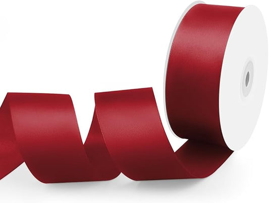1-1/2" Width x 50 Yards Satin Fabric Ribbon, Burgundy Ribbon Perfect for DIY Bows, Swags, Gift Wrapping, Craft, Flower Bouquet, Christmas and Party Decoration