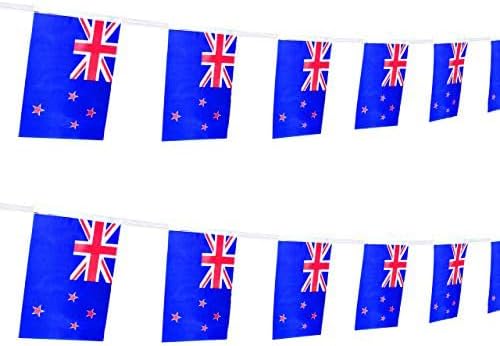 New Zealand New Zealanders String Banner Flag,16 ft 20 Mini Flags String, 5.5 x 8.2 Inch String Flag Banner, Indoor and Outdoor Party Decorations.