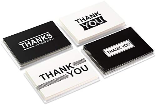 Hallmark Thank You Cards Assortment, Black and White Thanks (48 Cards with Envelopes for All Occasions)