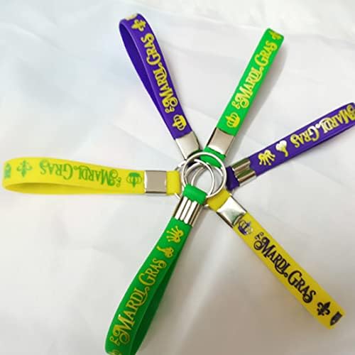 CupaPlay 24PCS Mardi Gras Party Rubber Keychains - Mardi Gras Carnival Birthday Party Favors Supplies Goodie Bag Stuffers Fillers Gifts Prize for Boys Girls