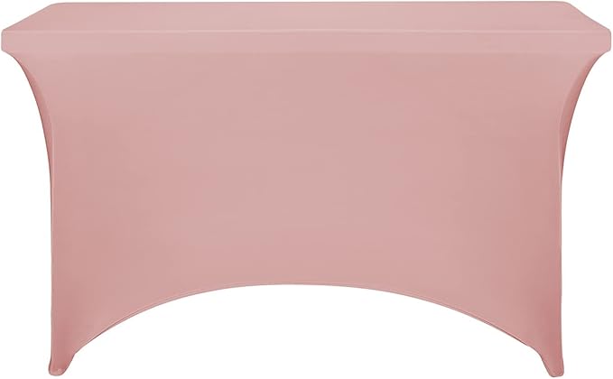 FORLIFE Spandex Table Covers - Fitted 4ft Rectangular Tablecloth, Stretch Patio Table Cover for Wedding, Banquet, Party (Dusty Rose)