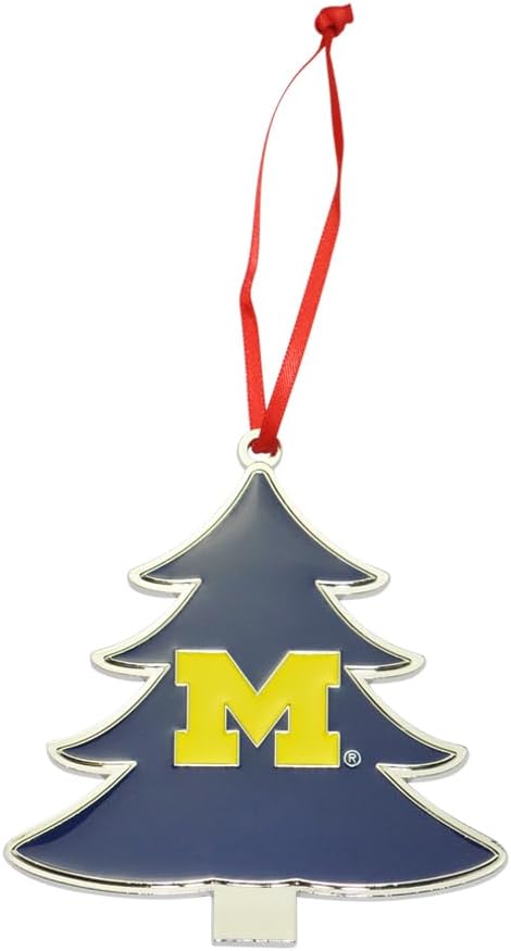 Michigan Wolverines Tree Shaped Metal Christmas Ornament