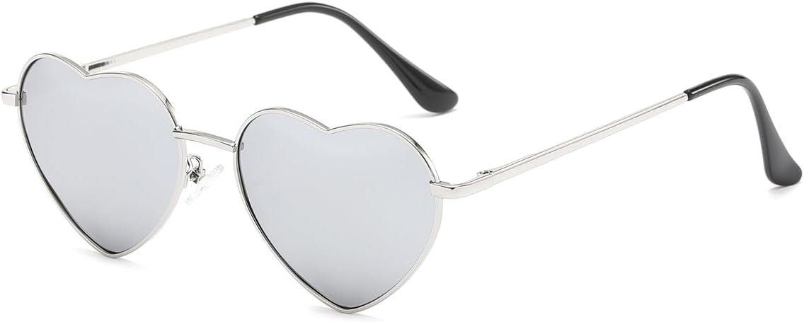 JOVAKIT Polarized Heart Sunglasses for Women Fashion Lovely Style Metal Frame UV400 Protection Lens