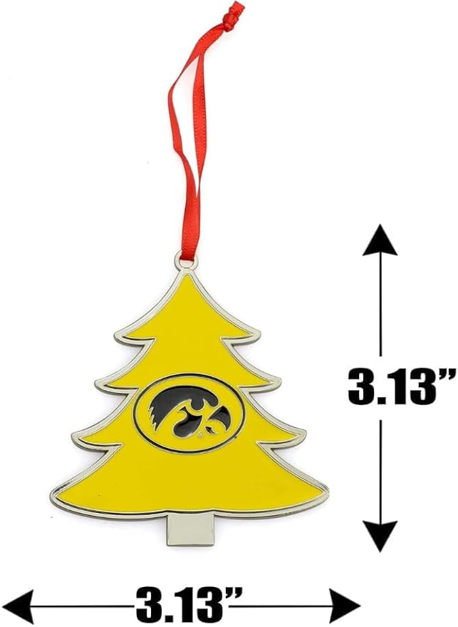Iowa Hawkeyes Tree Shaped Metal Christmas Ornament