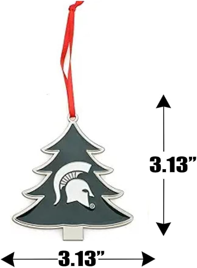 Michigan State Spartans Tree Shaped Metal Christmas Ornament