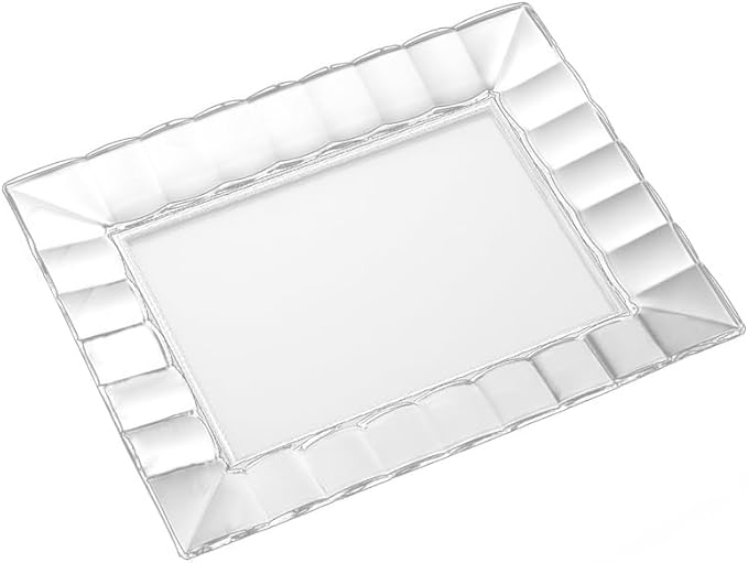 Barski Glass Tray – Rectangular Serving Platter 8.75" L x 6.75" W – Clear Glass – Elegant Tableware for Appetizers, Desserts, Snacks – Made in Europe