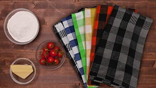 Urban Villa Cloth Napkins 100% Cotton Dinner Napkins Highly Absorbent 20x20 Inches (Set of 12) Multi Color Buffalo Checks Reusable Washable Soft Durable Premium Napkins Ideal for Home Wedding Parties