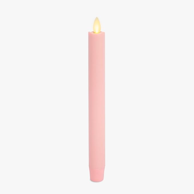 Luminara Flameless Candle Taper (1" x 9.5") Melted Top Real Wax Unscented Remote Ready Timer (Saga Rose)