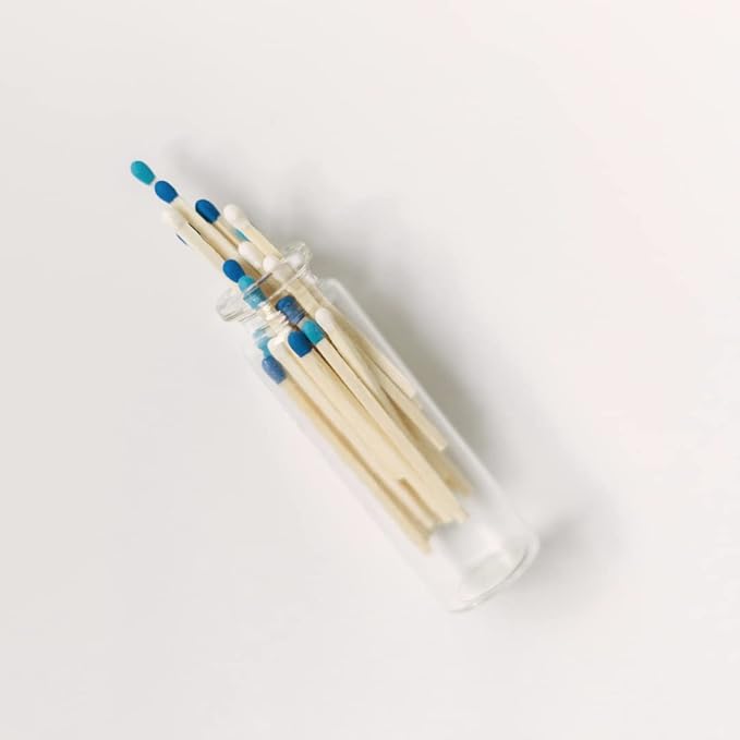 River Birch Decorative Matches in Bottles with Striker - Colored & Cute - Sky Blend Tips - 120 Matches per Bottle - 6 Bottles