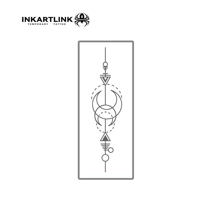 INKARTLINK Semi Permanent Tattoo, Temporary Tattoo, Beautiful and Realistic Design, Fun Tattoo Experience, Cruelty-free, Non-reflective, Waterproof (Moon Geometry)