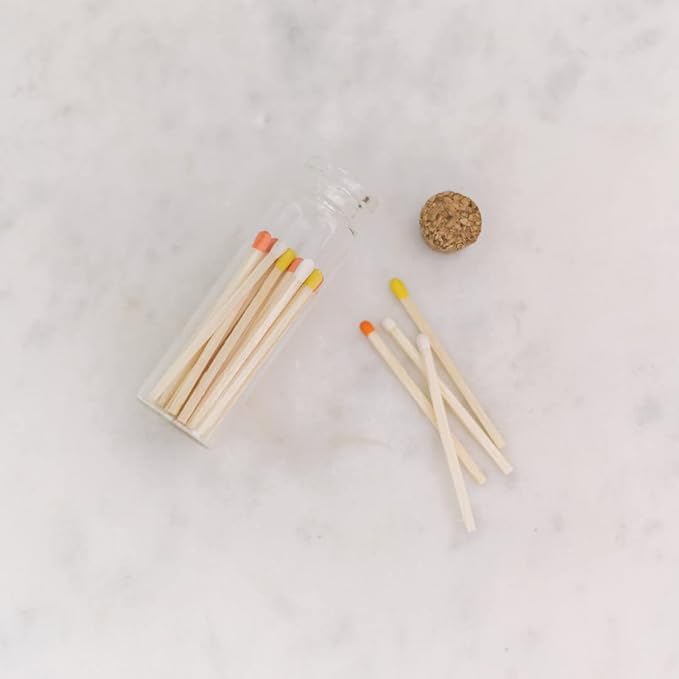 River Birch Decorative Matches in a Bottle with Striker - Cute & Colored Matches - 6 Bottles, Candy Corn Tip, 120 Matches