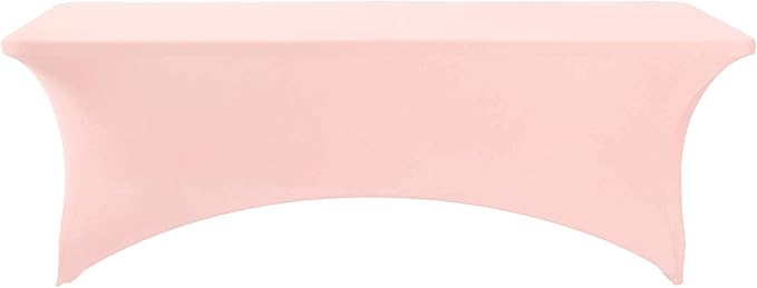 FORLIFE 4Pack Spandex Table Covers，Fitted Tablecloth for Rectangular Tables, Stretch Patio Table Covers, Universal Spandex Table Cover for Wedding, Banquet, Party (8ft, BlushPink)