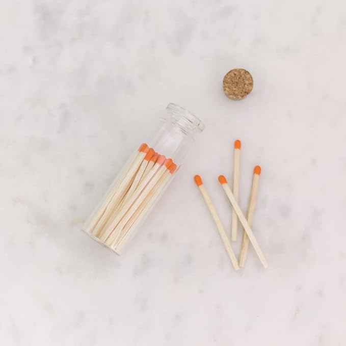 River Birch Decorative Matches in a Bottle with Striker - Cute & Colored Matches - 2 Bottles, Pumpkin Tip, 40 Matches