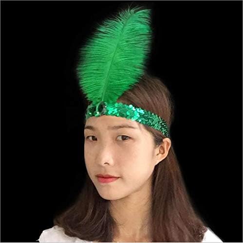 Luckygift 1920s Flapper Headband Ostrich Feather Headpiece Roaring 20's Party Costume Flapper Headpiece with Mixed Color 20PCS