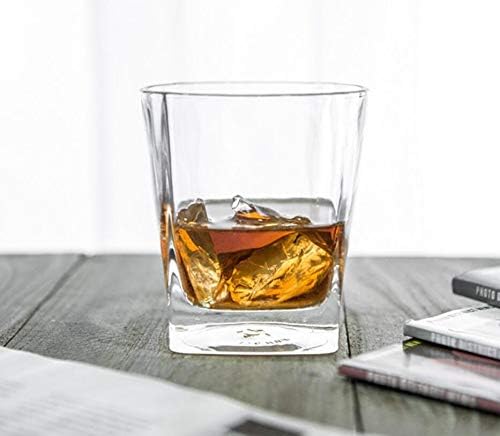 Premium Crystal Whiskey Glasses Set of 6 Large Lead-Free Crystal Glass Tasting Cups Scotch Glasses Tumblers for Drinking Irish Whisky Bourbon Tequila (Square Tumbler, 6 * 9.1oz)