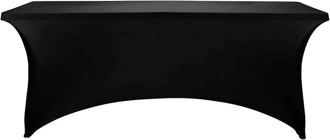 FORLIFE 4Pack Spandex Table Covers，Fitted Tablecloth for Rectangular Tables, Stretch Patio Table Covers, Universal Spandex Table Cover for Wedding, Banquet, Party (6ft, Black)