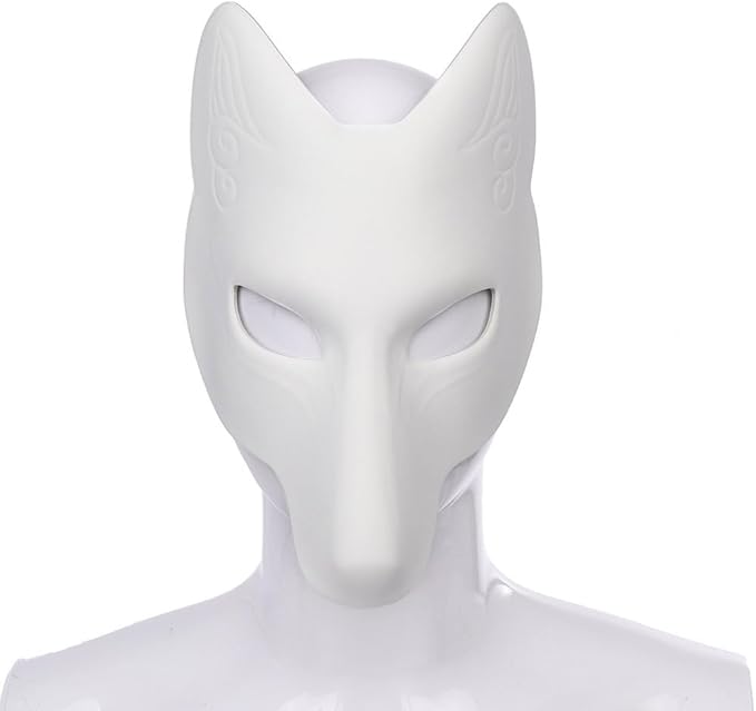 Himine DIY White Fox Cosplay Mask Animal Costume Mask for Party 2 Pcs