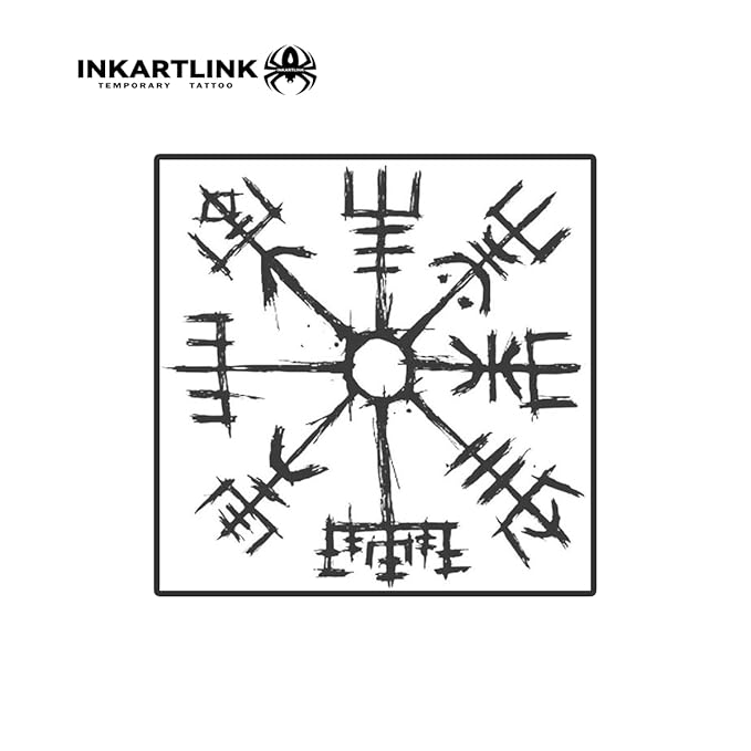 INKARTLINK Temporary Tattoos, Semi Permanent Tattoos, Adult Art Designs, Party Favors, Waterproof, Realistic, No Adhesive, No Reflective, Lasts 1-2 Weeks, Medium (Ancient Symbols 4)