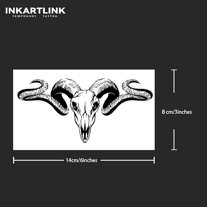INKARTLINK Tattoo Tech, 2 Sheets Large Semi Permanent Tattoo, Adult Art Design Temporary Tattoos, Lasts 1-2 Weeks, Waterproof, Realistic Look, No Adhesive, No Reflection (Evil Sheep Design)