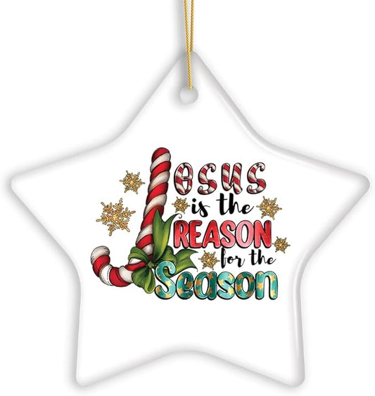 Festively Fun Jesus is The Reason for The Season Religious Christmas Ornament