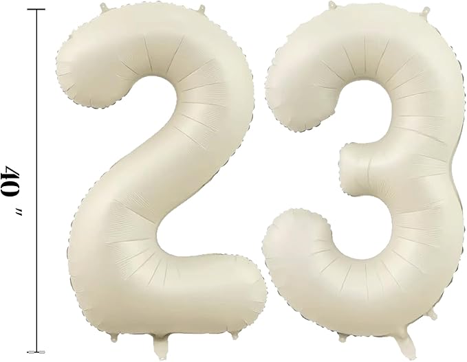 40 Inch Large Cream White 32 Balloon Numbers Big Foil Helium Number Balloons Jumbo Happy 32nd Mylar Birthday Party Decorations for Women or Men 23 Anniversary Party Supplies