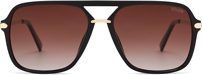 SOJOS Sunglasses for Women & Men, Square, Retro, Polarized Lens, Trendy Aviator, 90s Shades
