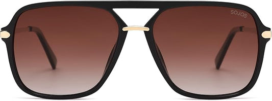 SOJOS Sunglasses for Women & Men, Square, Retro, Polarized Lens, Trendy Aviator, 90s Shades