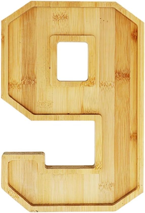 15.8'' Bamboo Wooden Number Charcuterie Board Box, Fillable Number 9 Serving Tray, Wood Charcuterie Boards for Fruit Cheese Platter Vegetable Food Dish Plates, Anniversary Birthday Party Decoration
