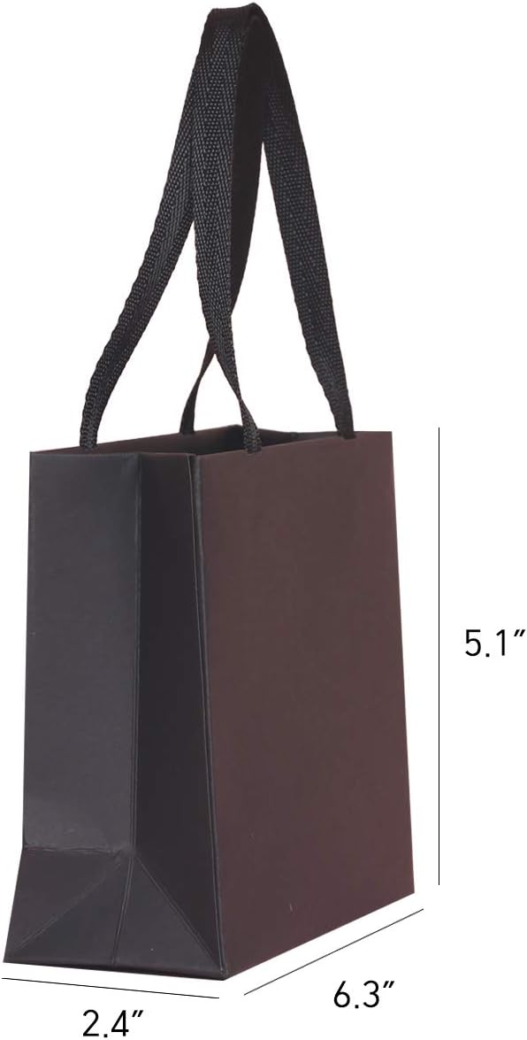 16pcs 6.3x2.4x5.1" (1) Small Size, Black Paper Bags with Black Cotton Handles, Thick Sturdy Durable Gift bags