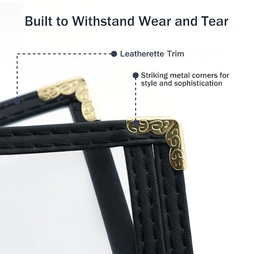 Goodsmart Restaurant Menu Covers - 25 Pack Black 2-Page/4-View 4.25" x 11", Top-Loading Vinyl Menu Holders with Clear Sleeves, Double-Stitched Edge, Leather-Style Café Covers with Gold Corners