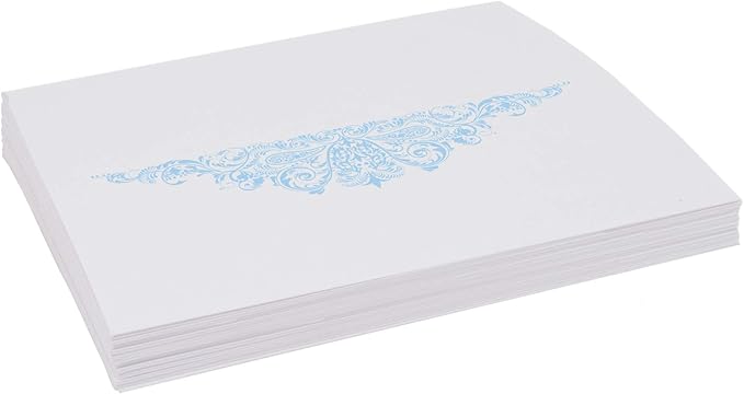 Paisley Place Cards, Light Blue (Choose Color), Set of 25, Pre-cut and Scored - Wedding, Party, Dinner, and Special Events - Made in the USA