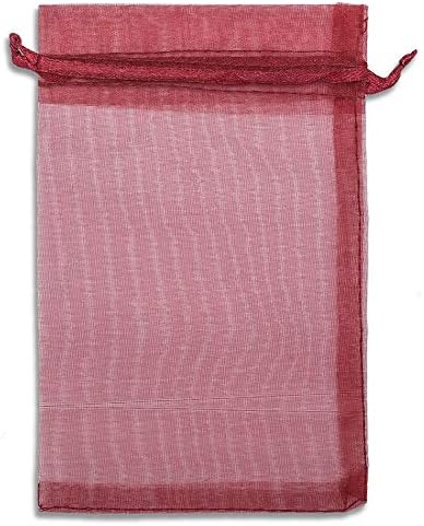 TheDisplayGuys 100-Pack 3x4 Maroon Sheer Organza Gift Bags with Drawstring, Jewelry Candy Treat Wedding Party Favors Mesh Pouch