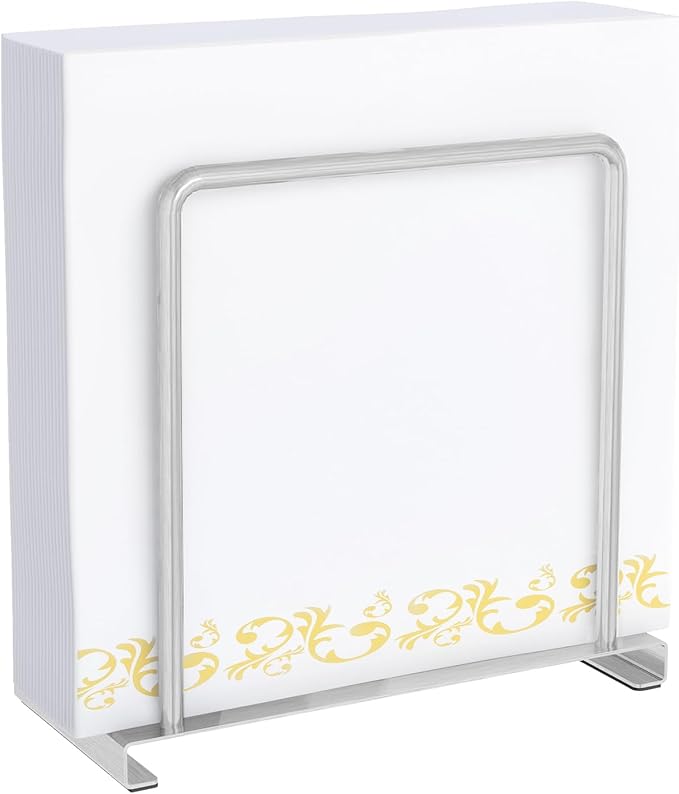 Napkin Holder for Table, Metal Napkin Holder for Kitchen Dining, Standing Paper Napkin Storage for Table Countertop, Silver