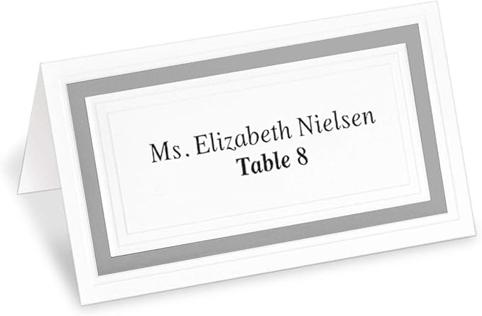 PaperDirect White Cover Stock Place Cards with Silver Foil Border, 200-Pack