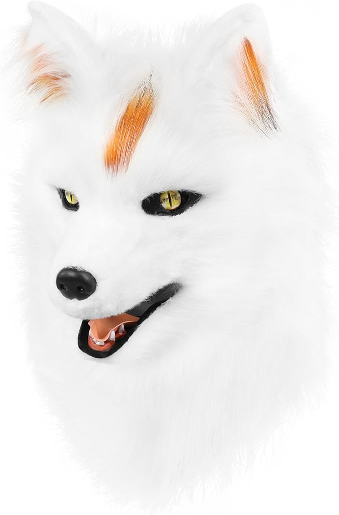 Animal Wolf Mask Cosplay Costume Accessories Furry Faux Fur Dog Fox Full Head Therian Masks Anime Dress up Party