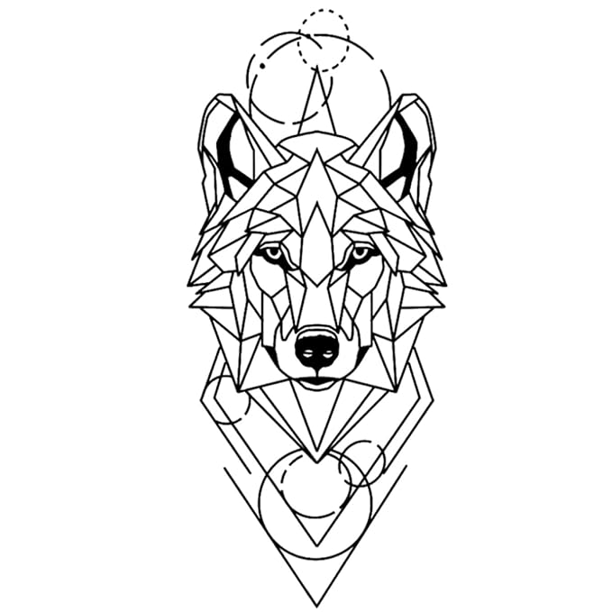 INKARTLINK Tattoo Tech, 2 Sheets Large Semi Permanent Tattoo, Adult Art Design Temporary Tattoos, Lasts 1-2 Weeks, Waterproof, Realistic Look, No Adhesive, No Reflection (Sketch Wolf Head Design)