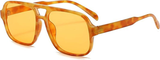 Retro Aviator Sunglasses for Women Men Trendy Classic 70s Square Green Aviator Sun Glasses Vintage Shades