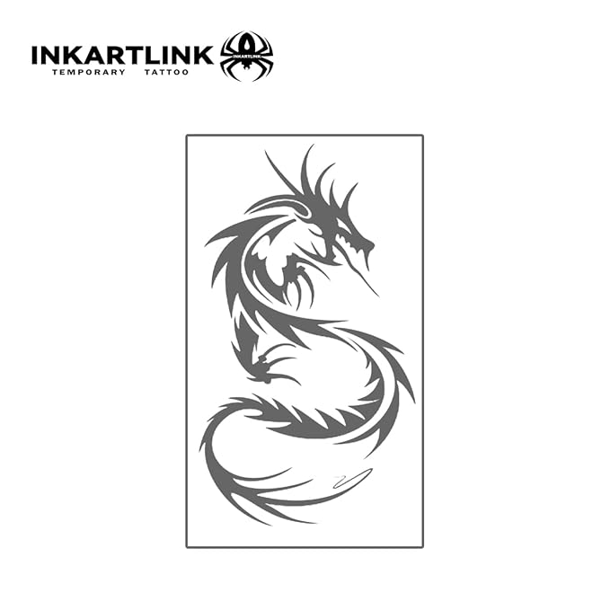INKARTLINK Tattoo Tech, 2 Sheets Large Semi Permanent Tattoo, Temporary Tattoos, Last 1-2 Weeks, Waterproof, Realistic Look, No Adhesive, No Reflection （Dragon Design)316