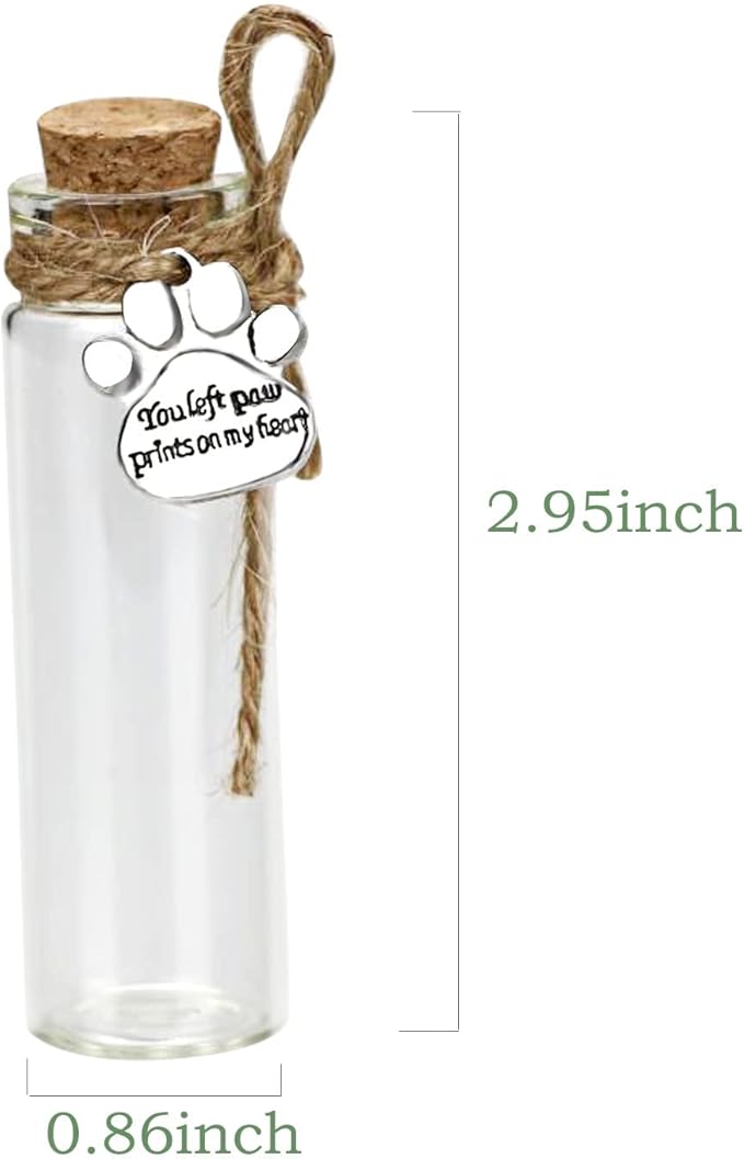 Pet Hair Memorial Bottle,Glass Vial for Ashes Or Hair Dog Or Cat Keepsake Pet Loss Gift (Bottle)